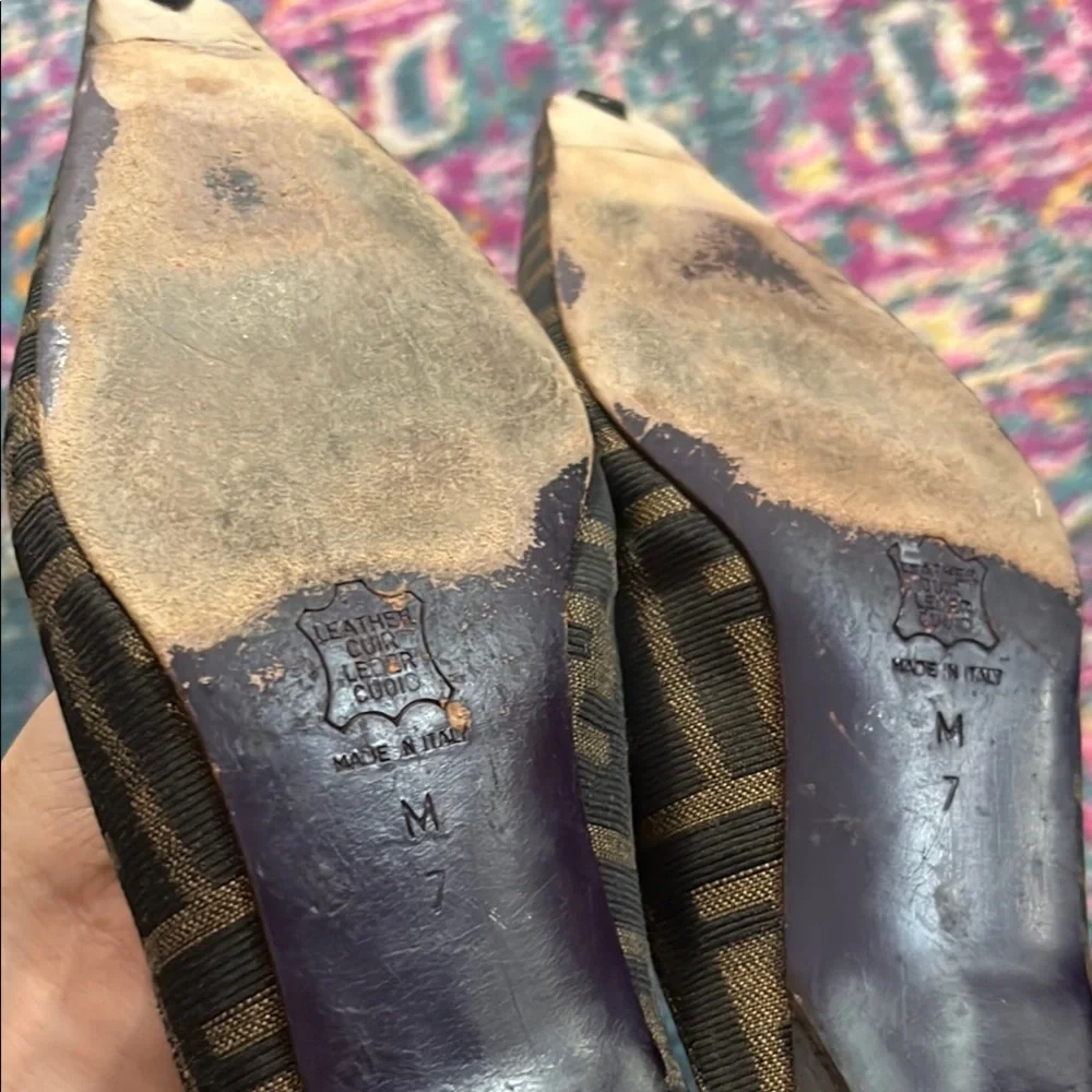 Fendi Women's Black and Brown Zucca kitten heel 6.5 - Picture 3 of 9